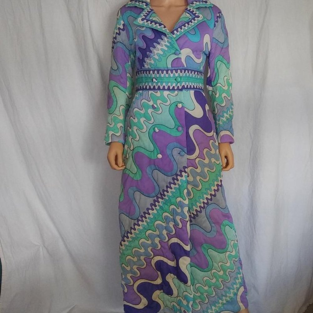 EMILIO PUCCI Vintage 60s M Quilted House Coat Robe